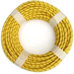 bobine de fil électrique tressé coton vernis jaune repére rouge